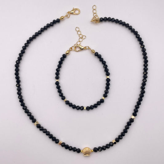 Bodrum bead shell collection - Black from above