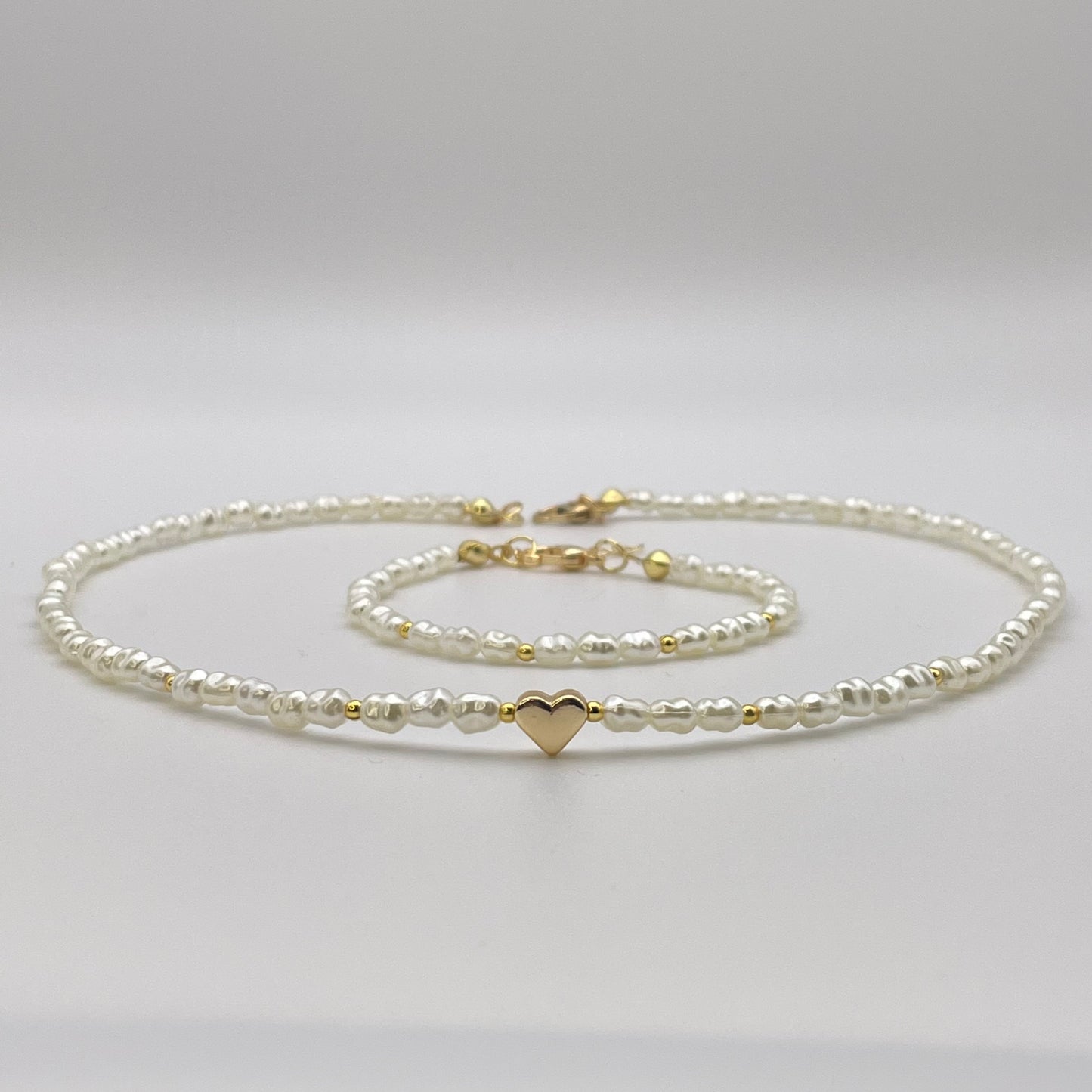Bodrum bead heart collection - White front view