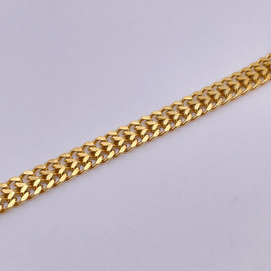 18K double curb chain bracelet - Gold close up
