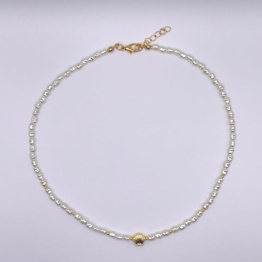 Bodrum pearl shell necklace - White view from above