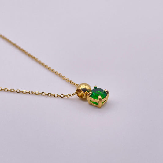 18K zircon pendant necklace - Emerald side view
