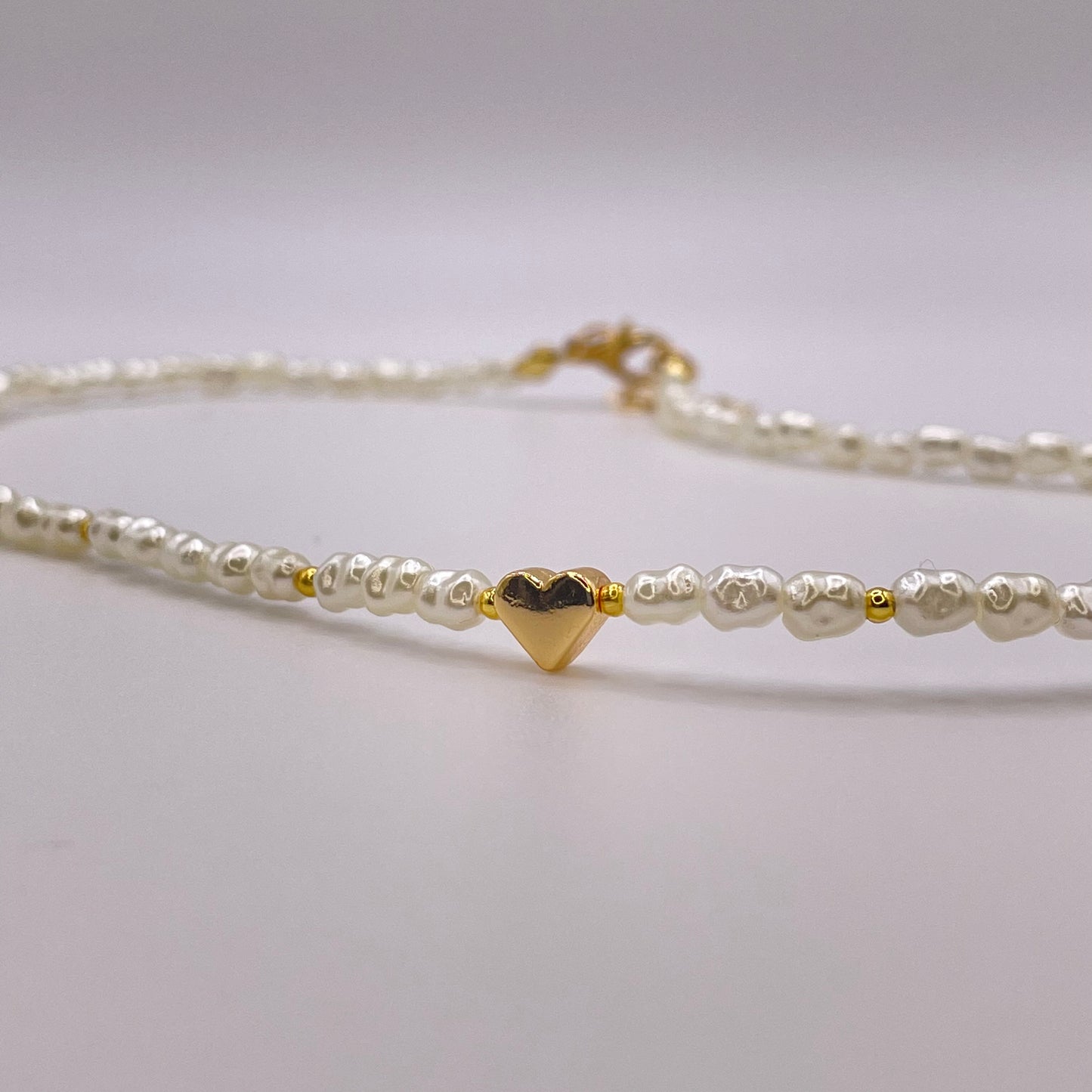 Bodrum bead heart collection - White necklace front view