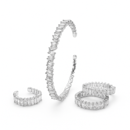 Baguette cut CZ collection - Silver 1 front