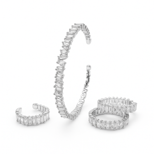 Baguette cut CZ collection - Silver 1 front