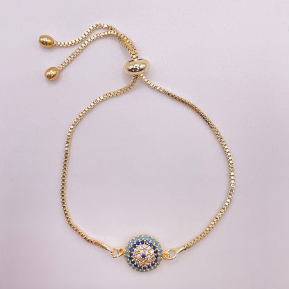 Turquoise evil eye bracelet - Gold view from above