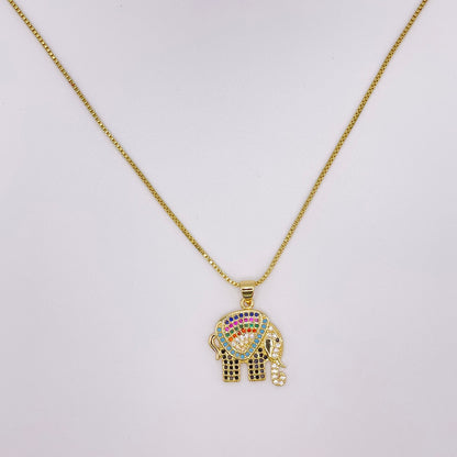 Golden elephant necklace front view