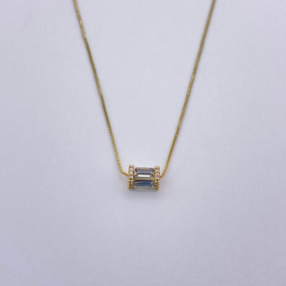 Geometric zircon chest necklace - Gold from above