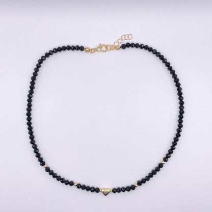 Bodrum bead heart necklace - Black view from above