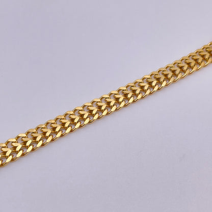 18K double curb chain bracelet - Gold close up