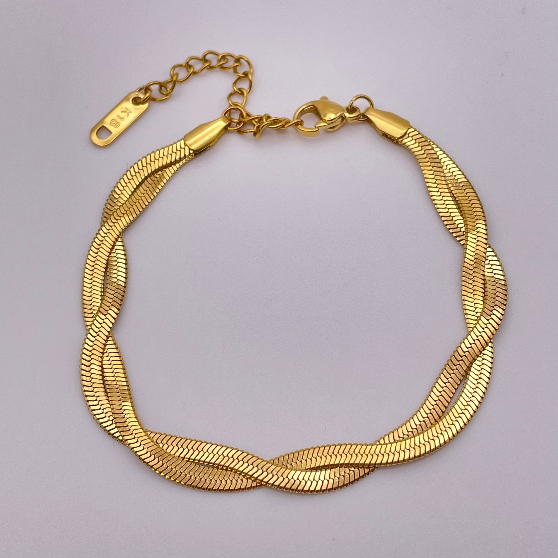 18K braided double herringbone bracelet - Gold from above