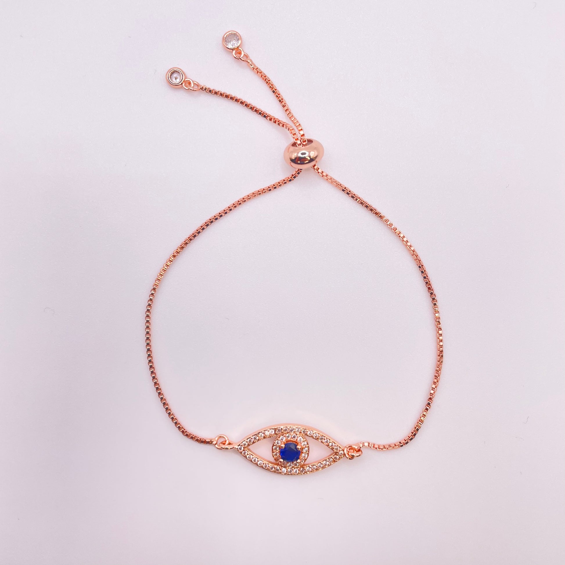 Evil eye bracelet - Rose Gold view above