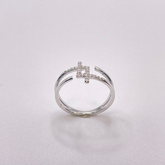 Double cross ring - Silver standing