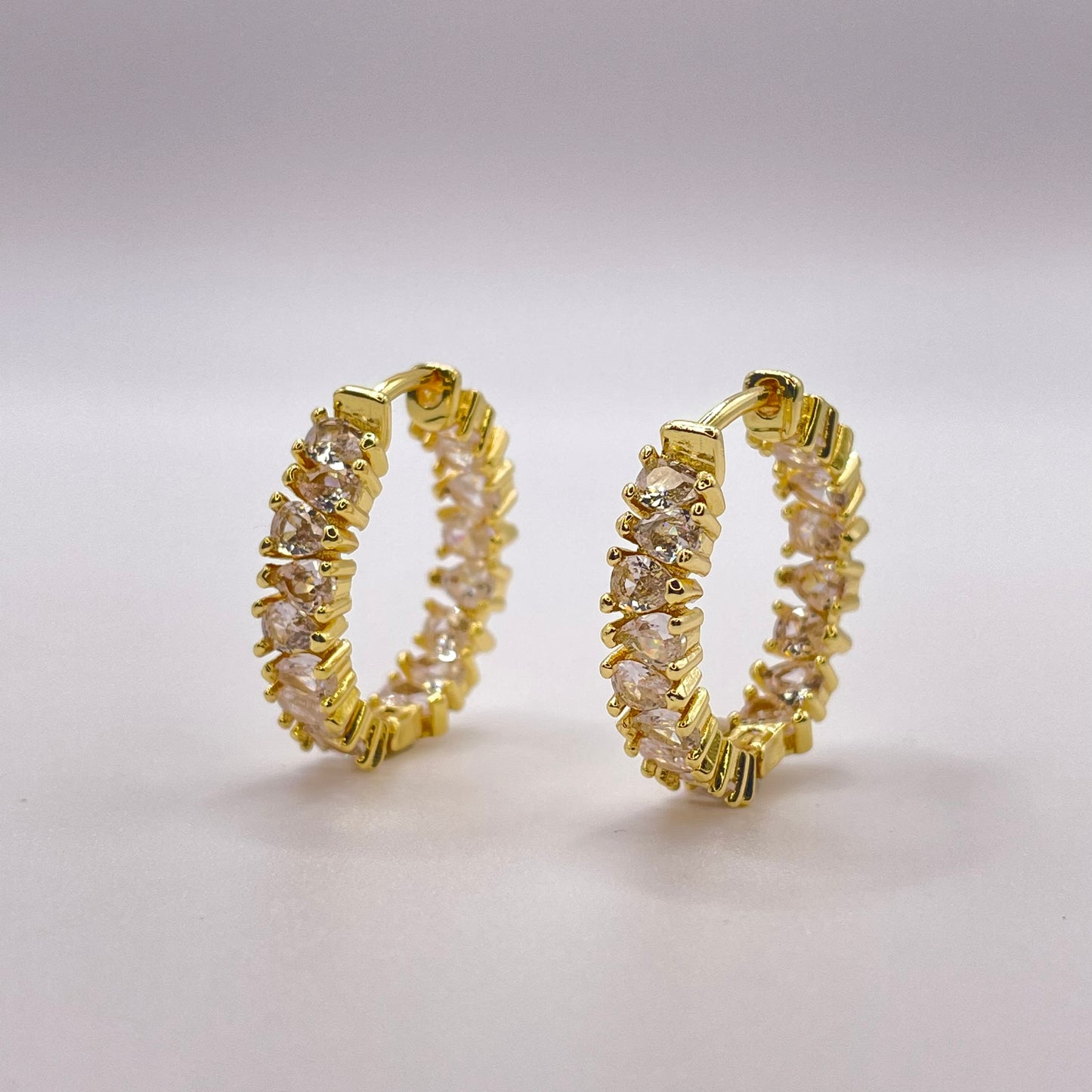 Baguette cut CZ collection - Gold earrings