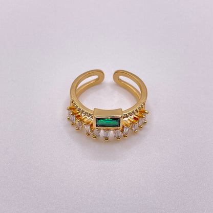 Baguette cut double gold ring - Emerald flat 