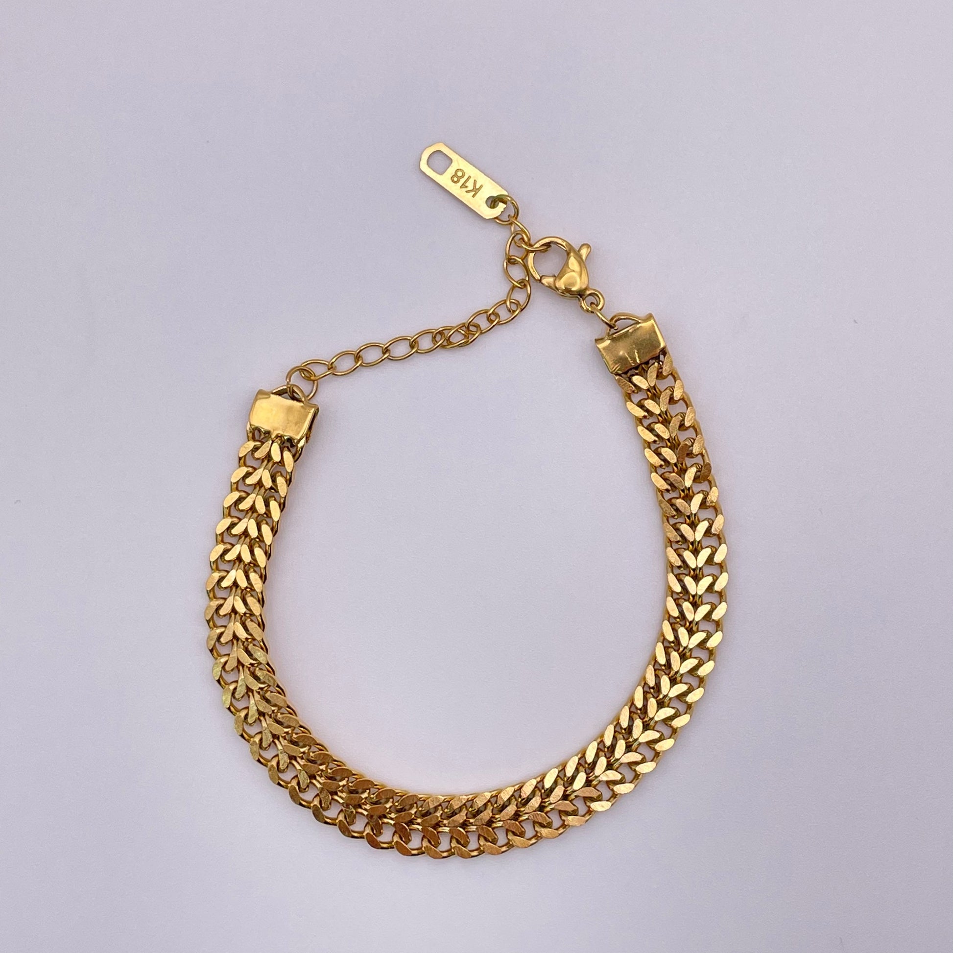 18K double curb chain bracelet - Gold from above