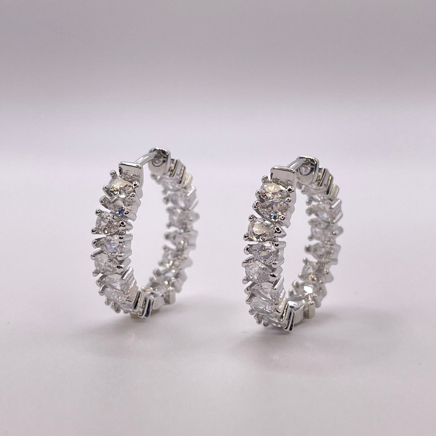 Baguette cut CZ collection - Silver earrings