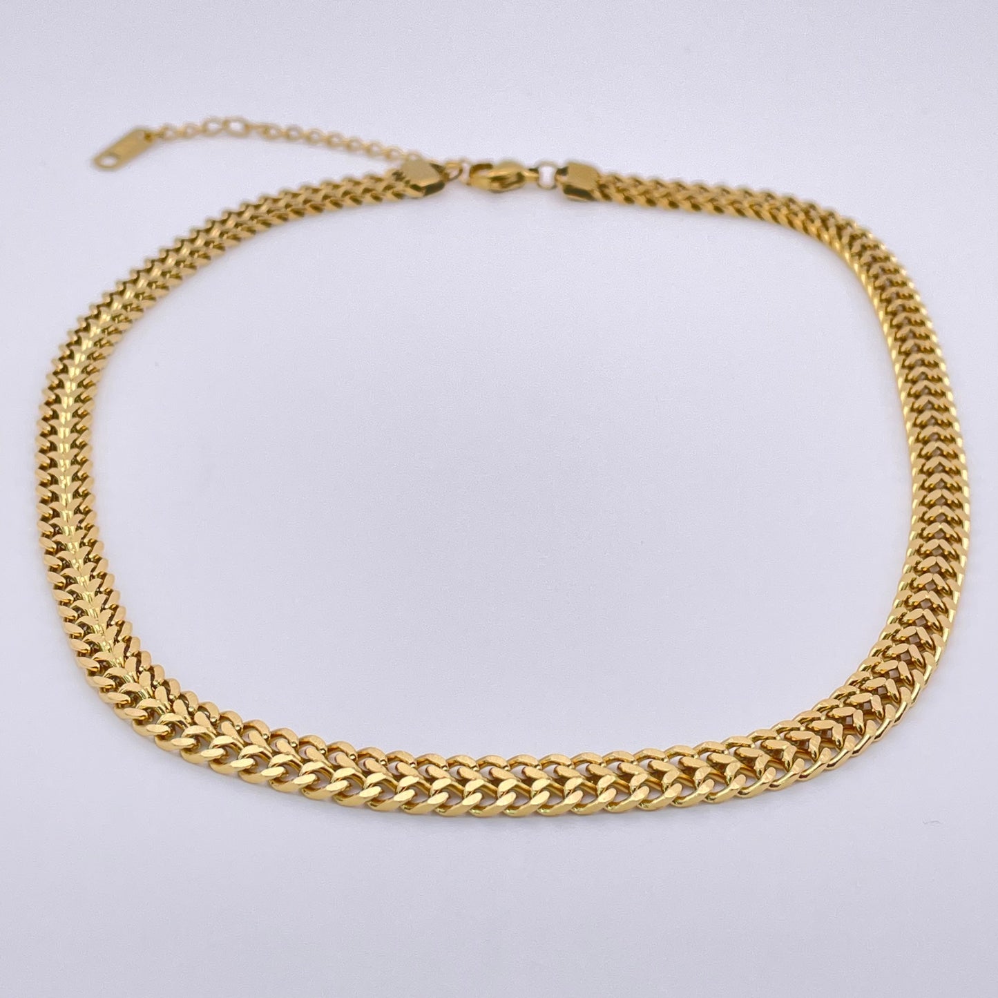 18K double curb chain choker - Gold front view