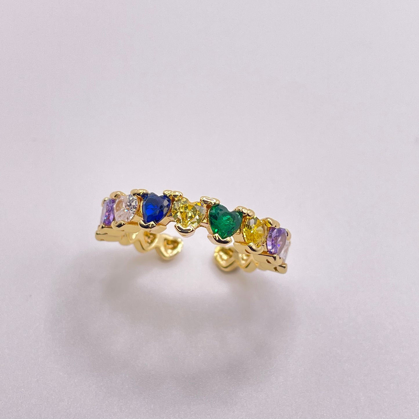 Rainbow heart cut ring - Gold from above