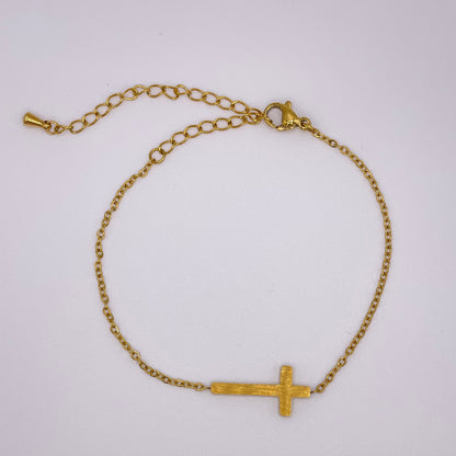 Christian cross bracelet - Gold view from above