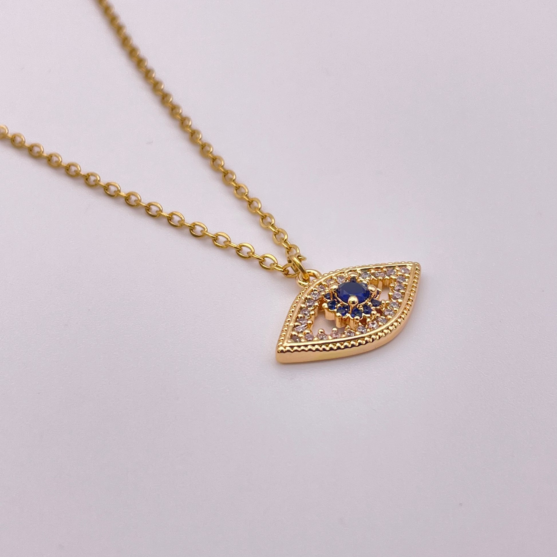 Evil eye necklace - Gold side view