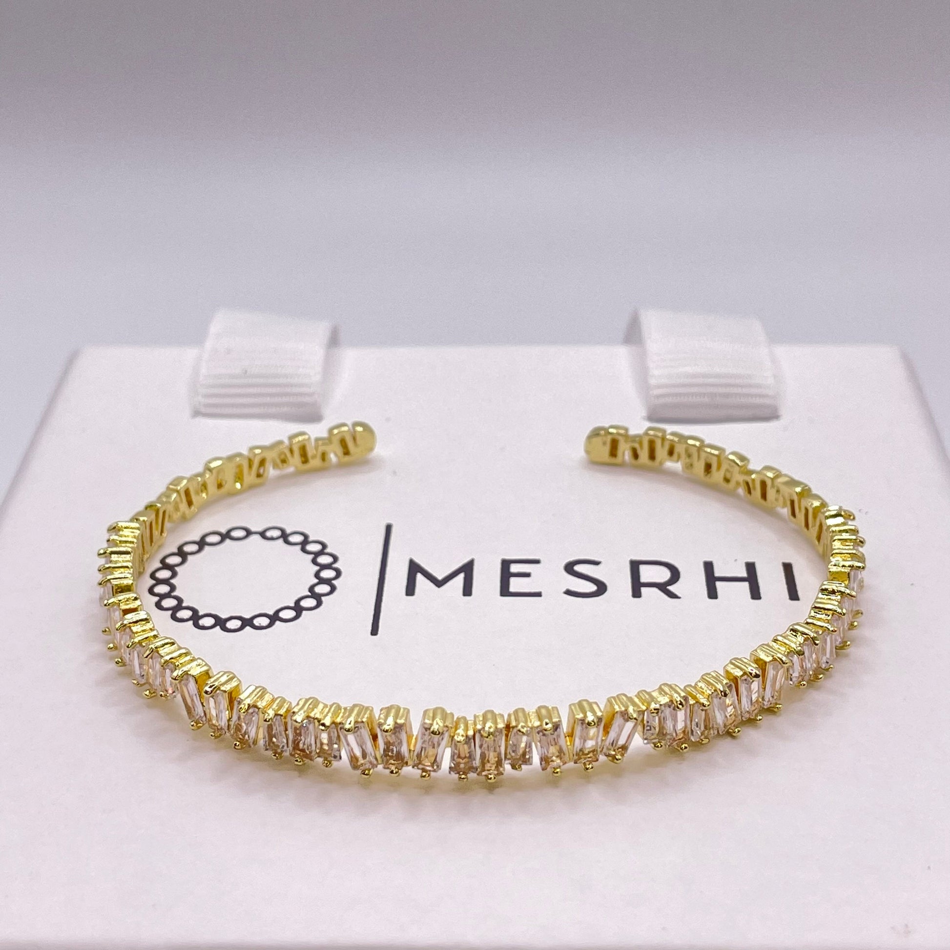 Baguette cut CZ bracelet - Gold on jewellery box