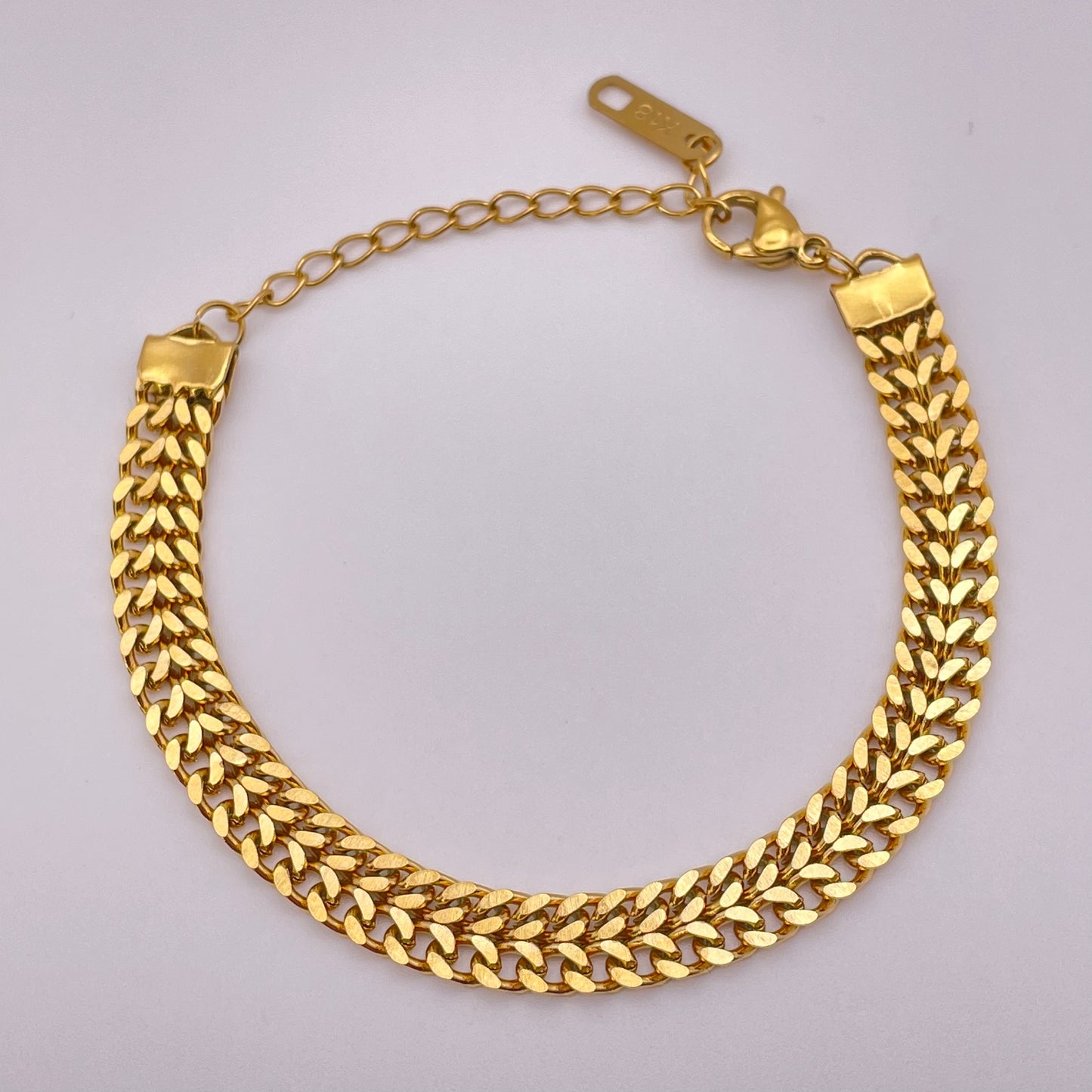 18K double curb chain bracelet - Gold from above