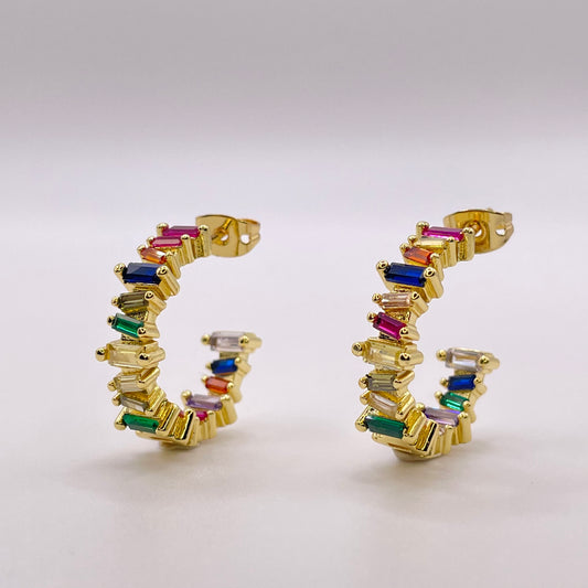 Rainbow crystal zircon earrings standing