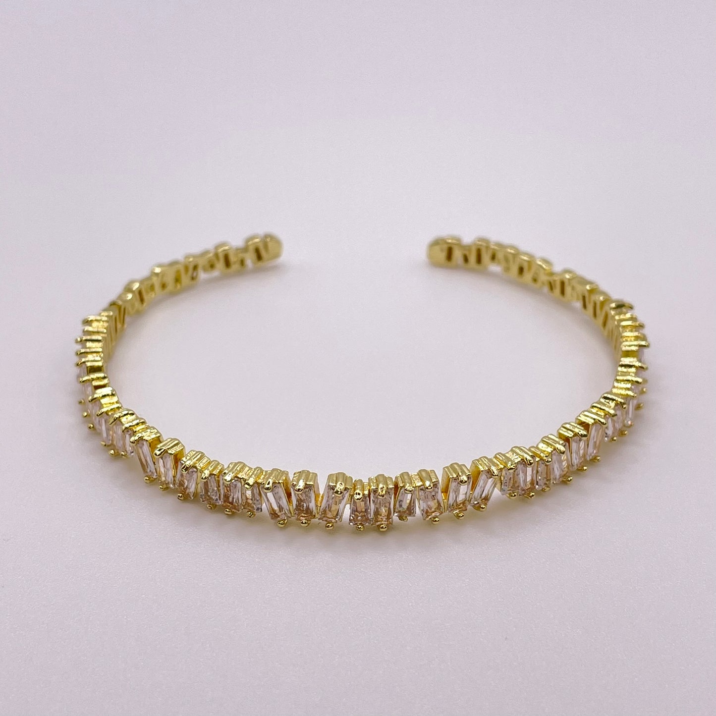 Baguette cut CZ bracelet - Gold front view