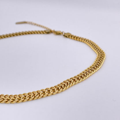 18K double curb chain choker - Gold side view