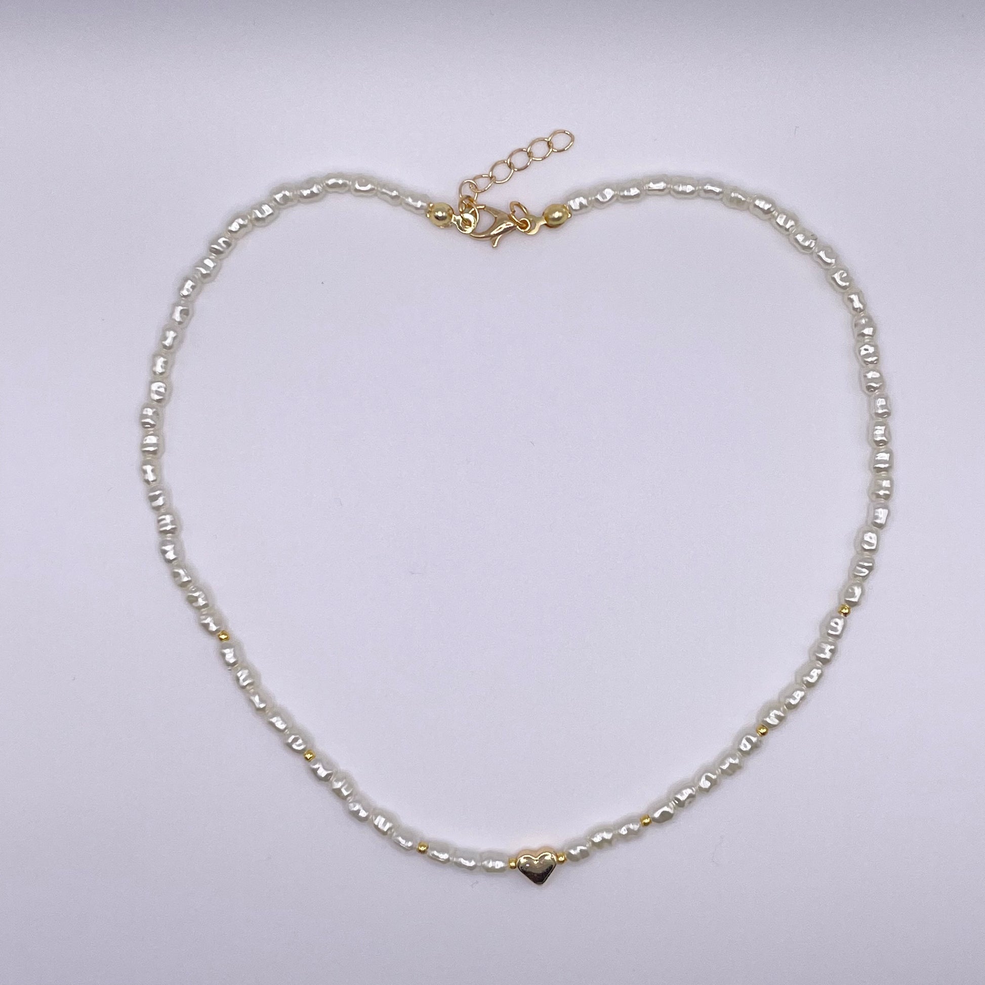 Bodrum pearl heart necklace - White view from above