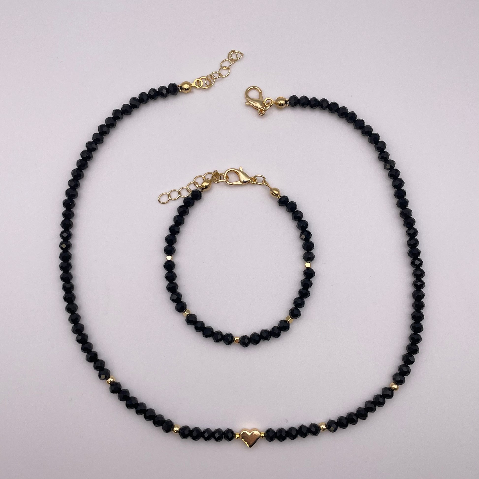 Bodrum bead heart collection - Black view from above