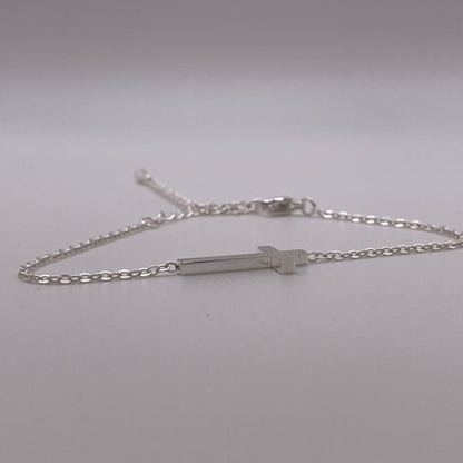 Christian cross bracelet - Silver front view