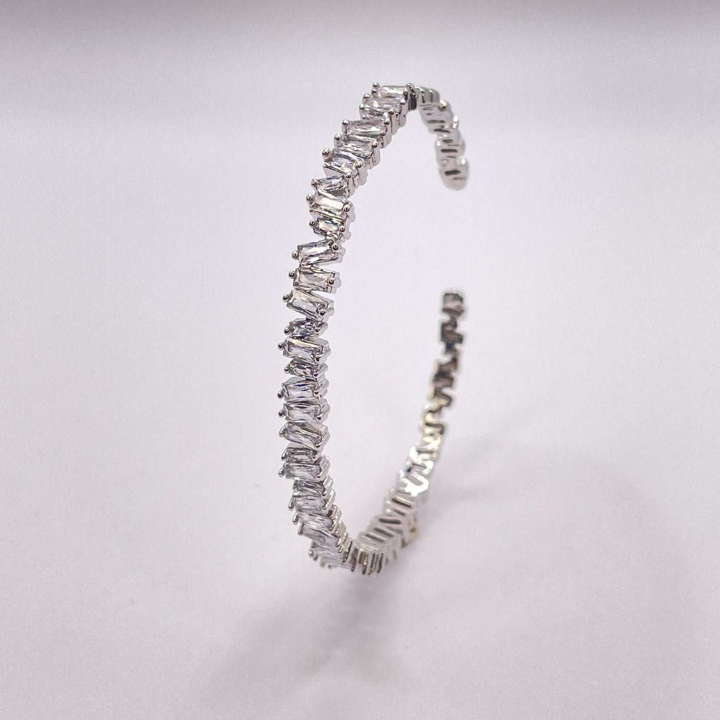 Baguette cut CZ bracelet - Silver standing