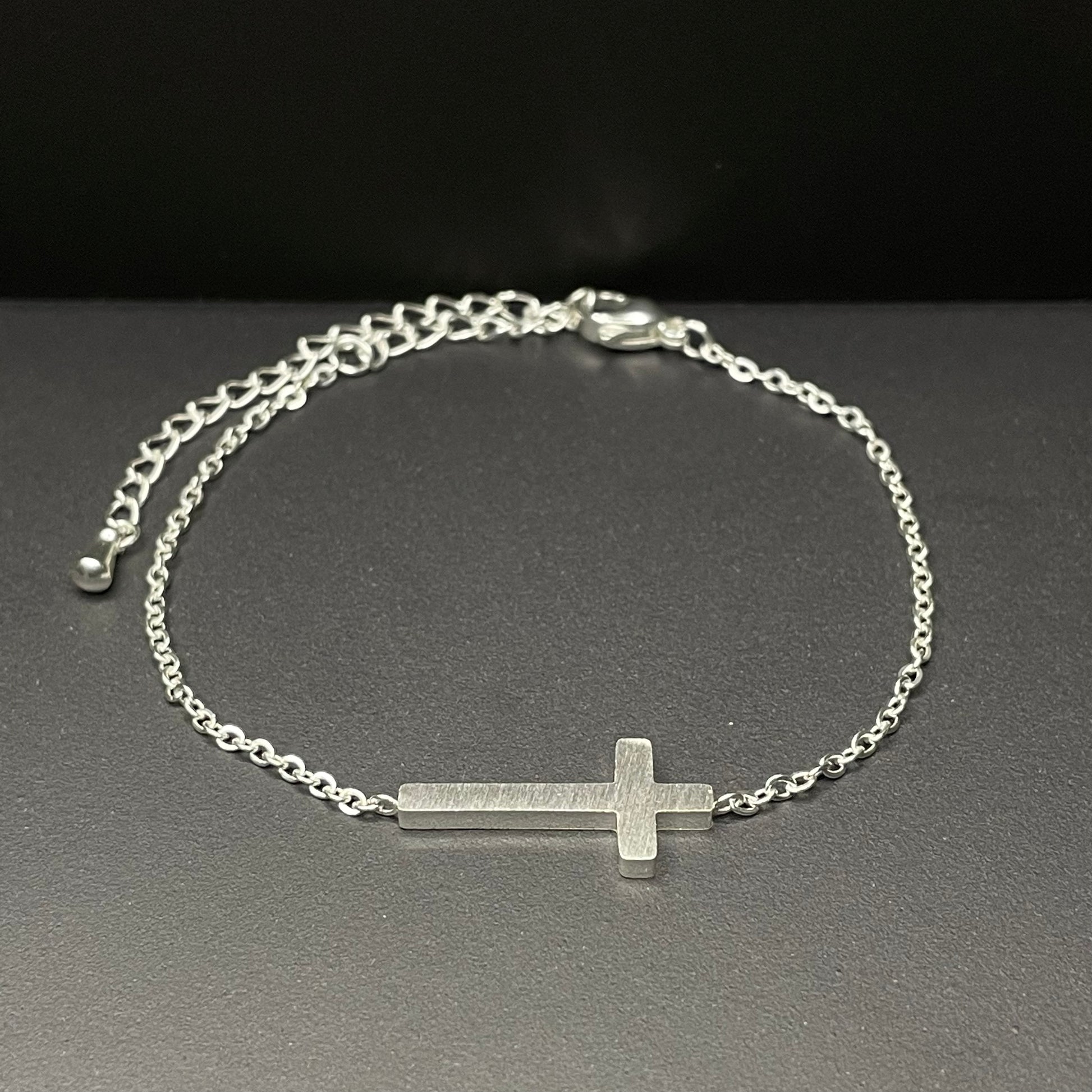 Christian cross bracelet - Silver view from above