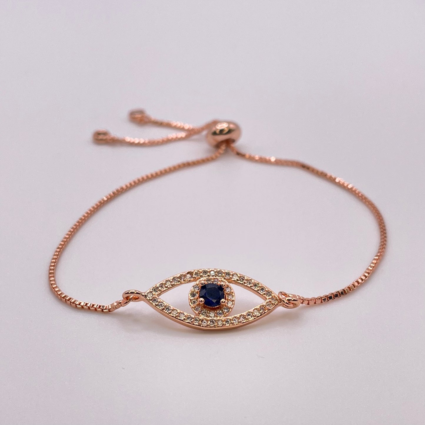 Evil eye bracelet - Rose Gold front view