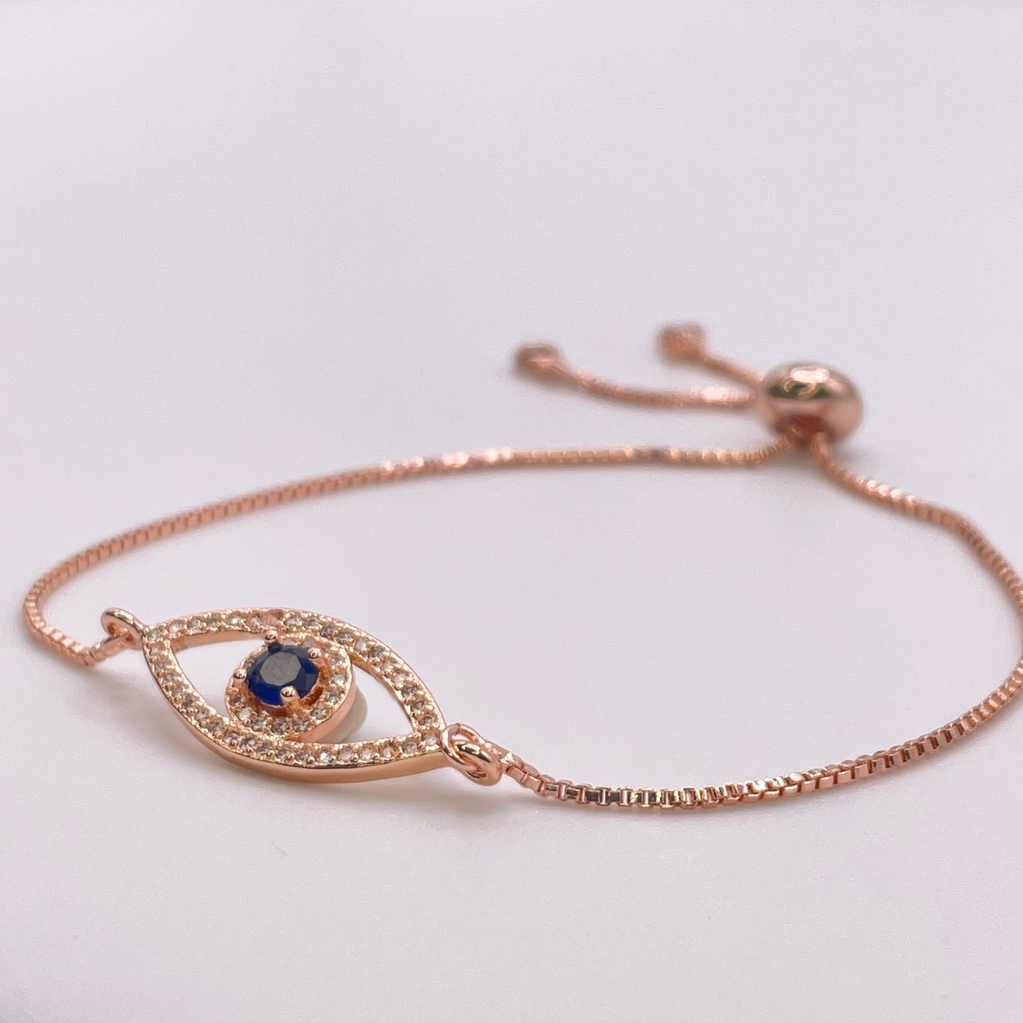 Evil eye bracelet - Rose Gold side view