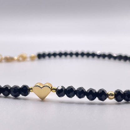 Bodrum bead heart necklace - Black front view