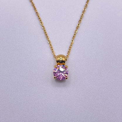 18K zircon pendant necklace - Pink from above