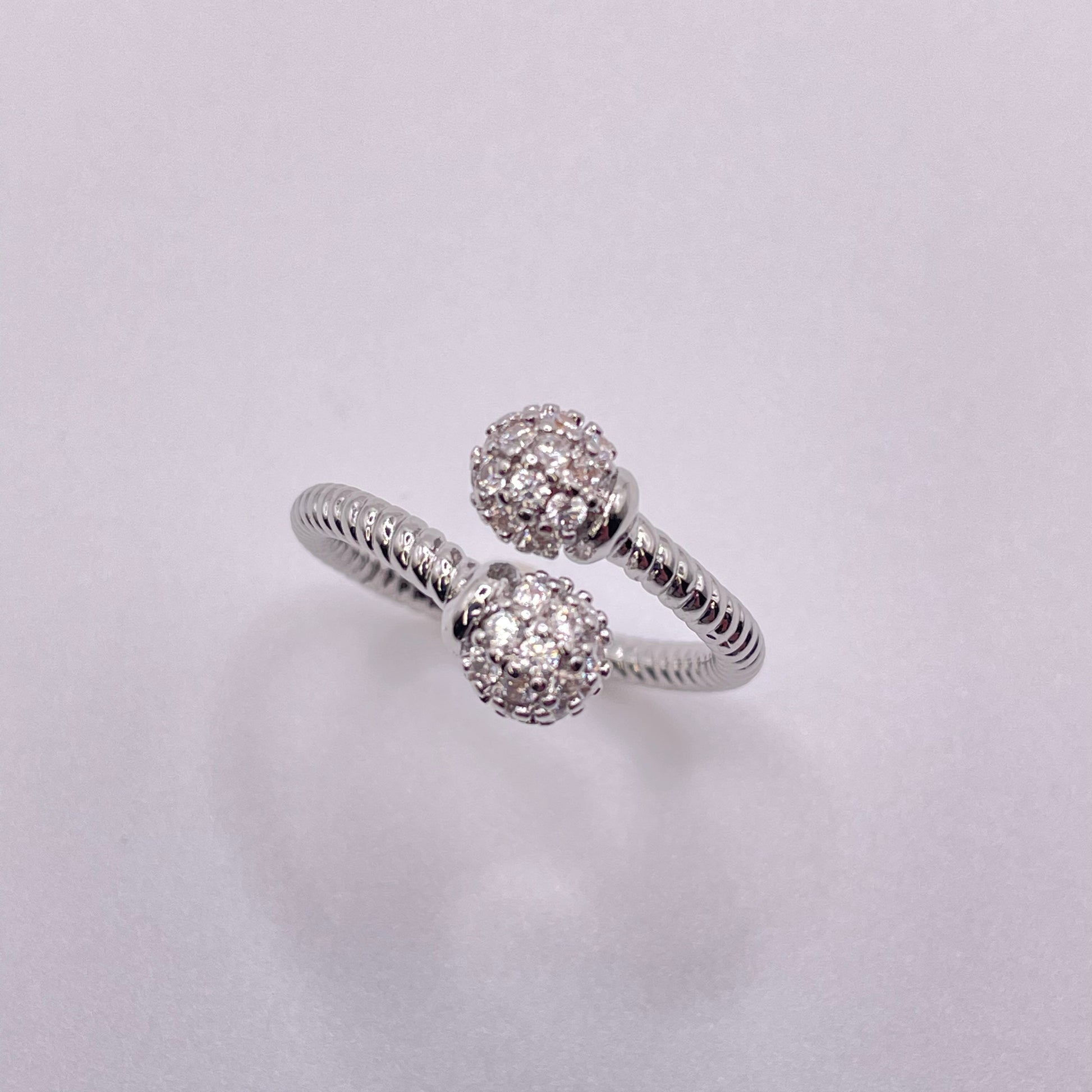 CZ double bead ring - Silver from above