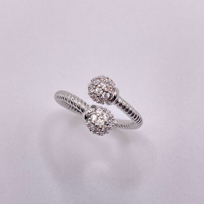 CZ double bead ring - Silver from above