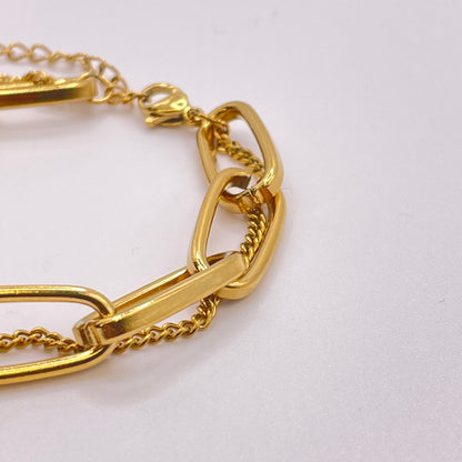 Double Chain Bracelet - Gold side view